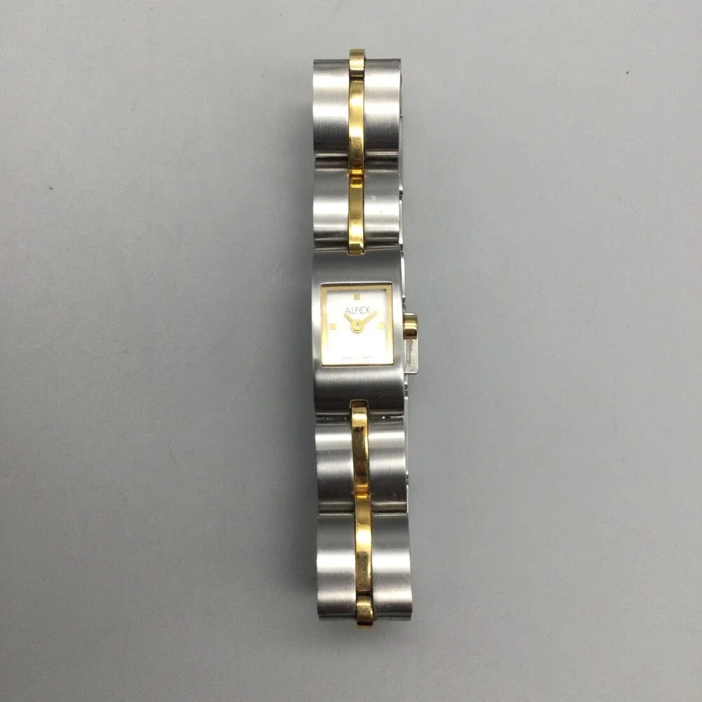 Alfex 5662 Womens Watch 12mm Two Tone Stainless Swiss Made New Battery 6.25